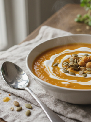 découvrez notre velouté de pois chiches et carottes au cumin, une recette saine, savoureuse et facile à préparer, idéale pour un dîner rapide lors des soirées paresseuses.