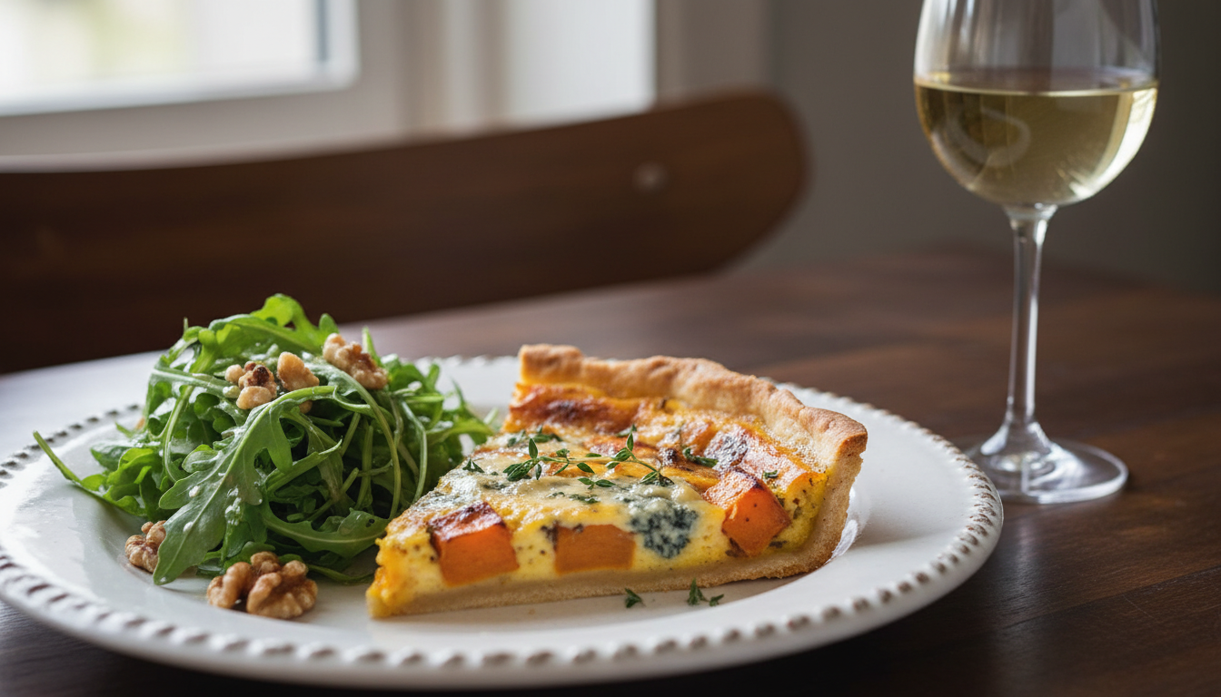 découvrez notre recette facile pour une tarte automnale savoureuse alliant fromage bleu et patates douces, parfaite pour réchauffer vos repas de saison.