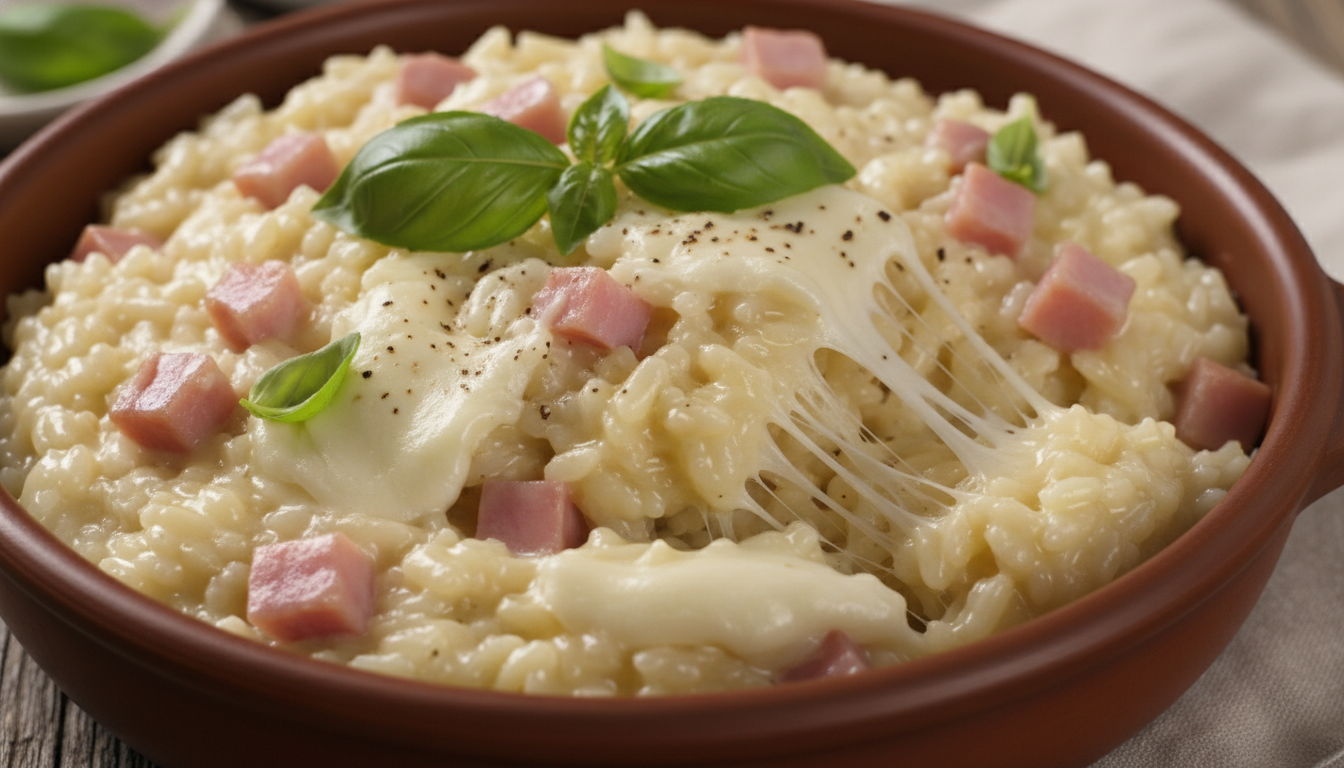 découvrez notre recette facile et gourmande de risotto crémeux au jambon et mozzarella, idéale pour un repas savoureux en toute simplicité.