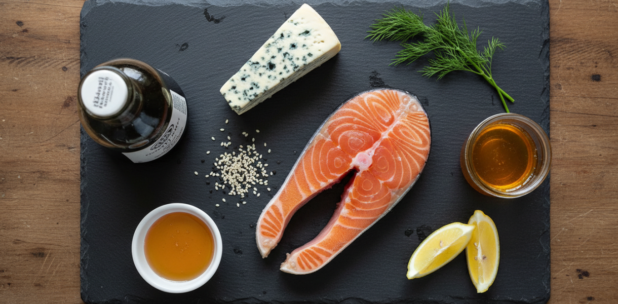 découvrez notre recette de saumon caramélisé au soja et fromage bleu, une alliance savoureuse et irrésistible qui ravira vos papilles. facile à préparer, idéale pour un repas gourmand.