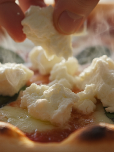 découvrez une pizza gourmande aux saveurs méditerranéennes avec du fromage de chèvre frais et des éclats de majorque, alliant tradition et fraîcheur pour un délice unique.