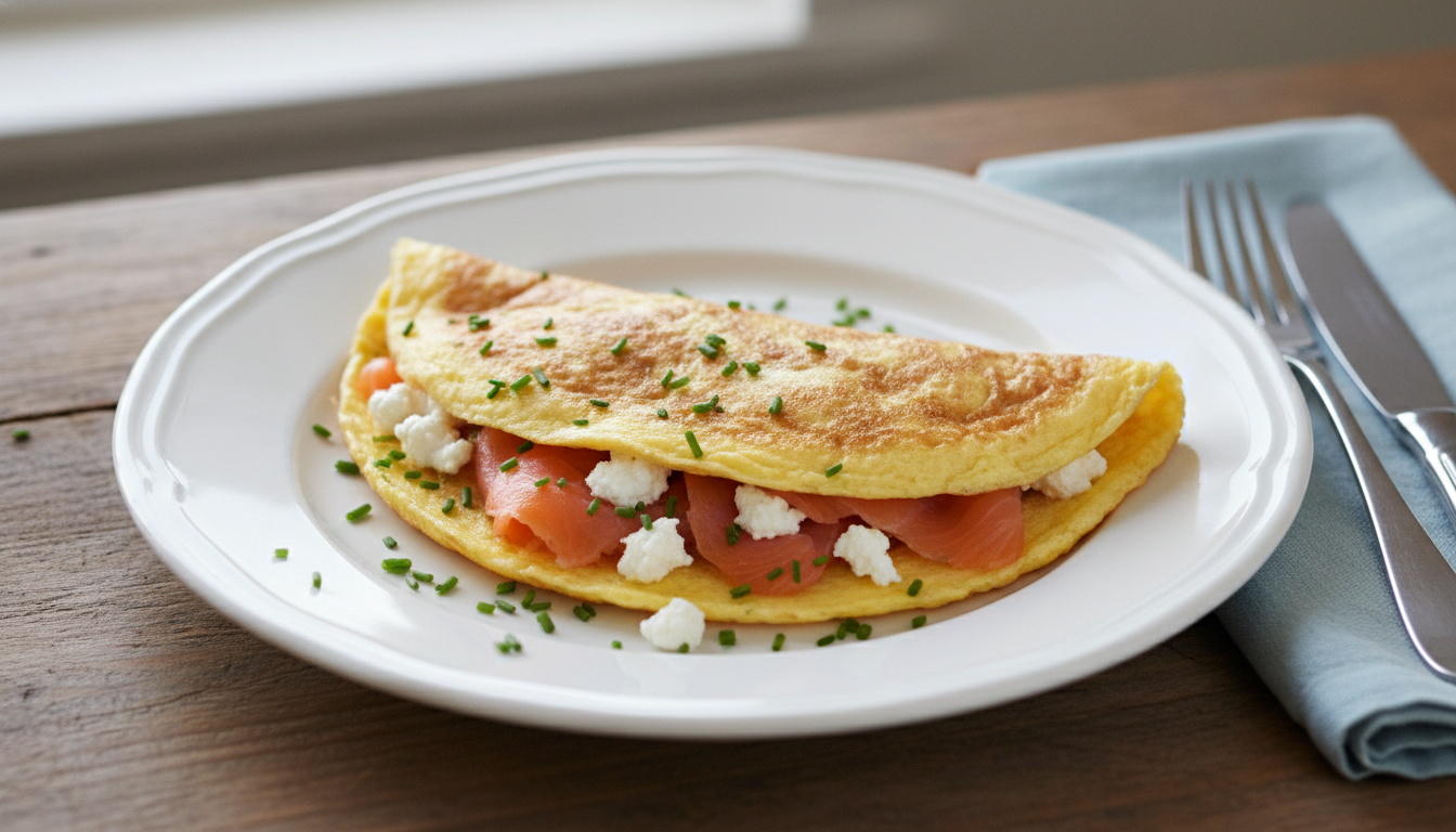 découvrez notre délicieuse recette d'omelette gourmande au saumon fumé et fromage de chèvre, parfaite pour un repas savoureux et facile à préparer. à ne pas manquer !