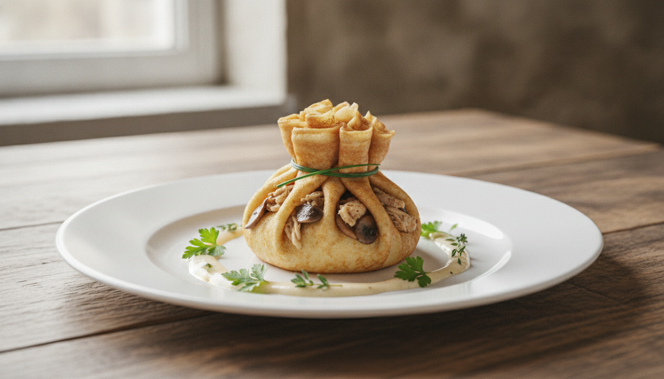 découvrez comment transformer vos restes de poulet et champignons en une aumônière de crêpe gourmande, une recette simple et raffinée pour un repas savoureux et économique.