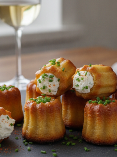 découvrez une recette originale et gourmande : des cannelés transformés en profiteroles salées au fromage frais, parfaits pour surprendre vos invités avec une touche inventive et savoureuse.