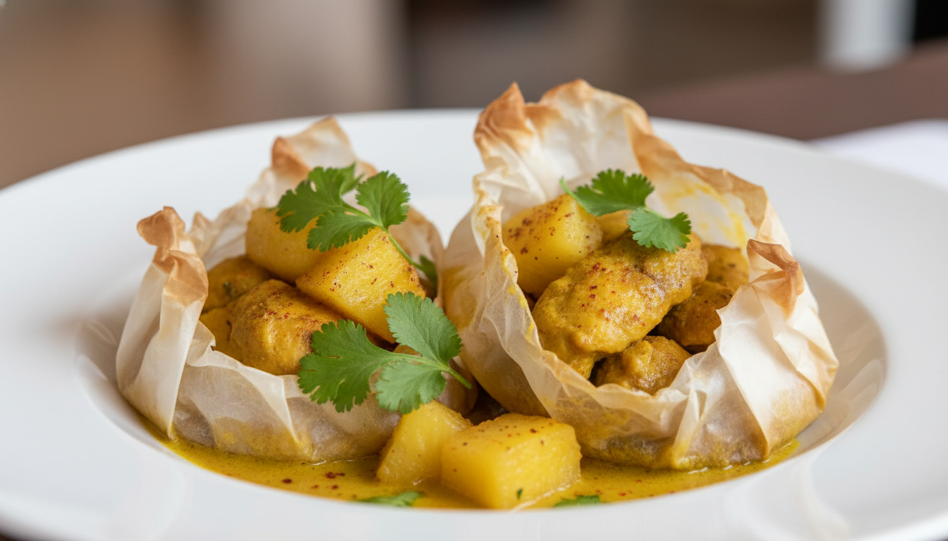 découvrez notre recette de poulet au curry et ananas en sachets, une explosion de saveurs sucrées-salées légère et facile à préparer pour un repas délicieux et rapide.