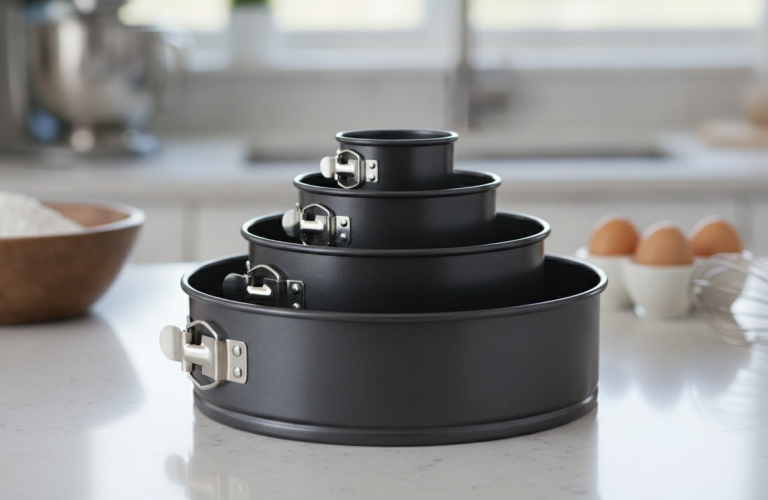 découvrez l'ensemble complet amzeeniu, comprenant 4 tailles de moules à charnière et des accessoires indispensables pour réussir toutes vos pâtisseries avec facilité et précision.