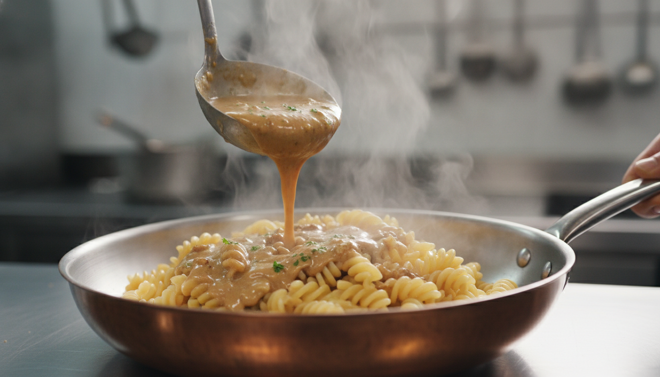 découvrez des pâtes savoureuses nappées d'une sauce délicate à l'ail et aux noix, pour un plat gourmand et raffiné qui ravira vos papilles.