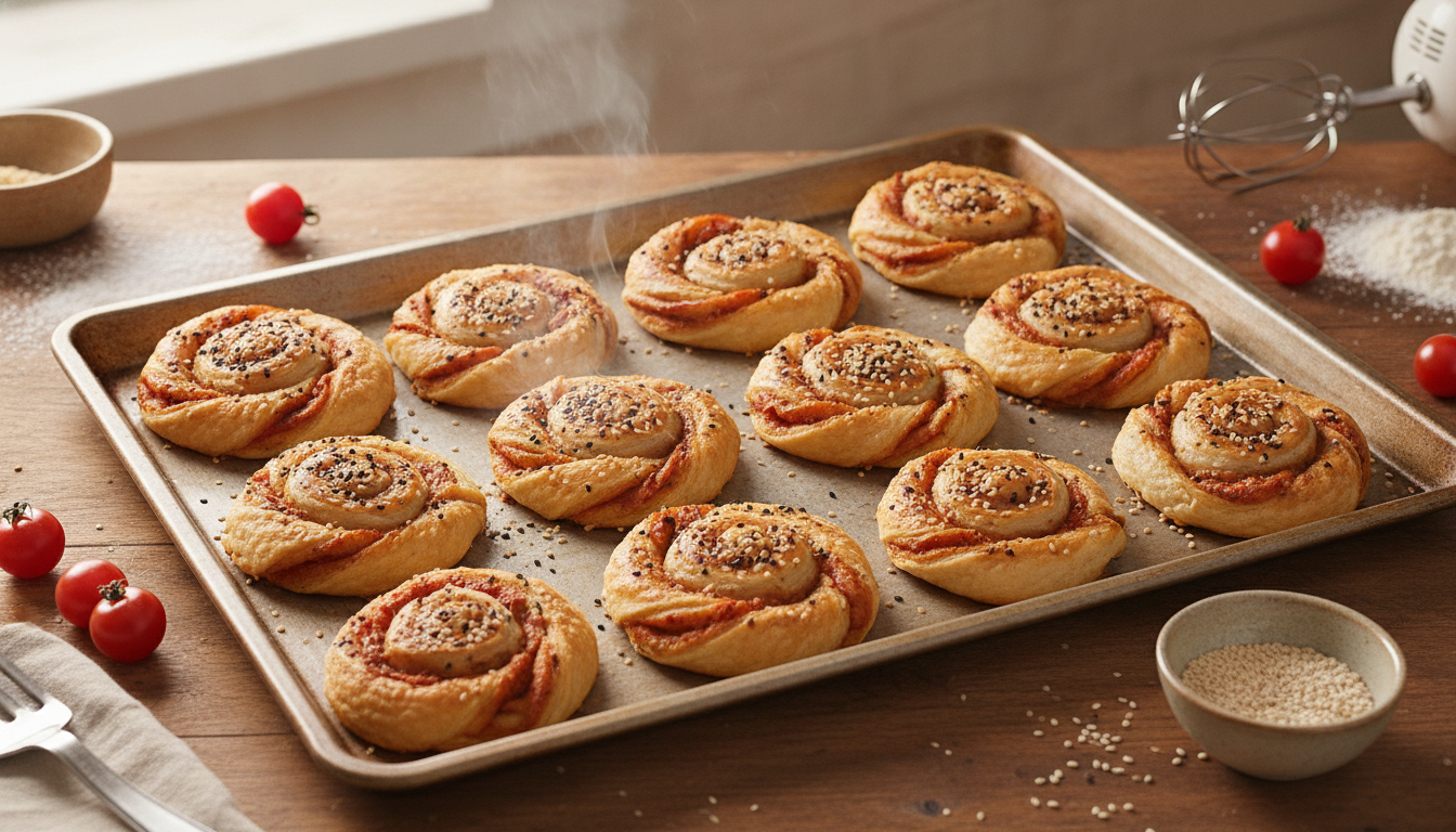 découvrez nos petits feuilletés gourmands à la tomate et graines de sésame, parfaits pour une explosion de saveurs croquantes et un plaisir authentique à chaque bouchée.
