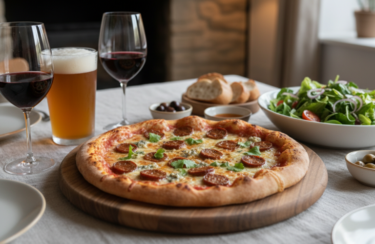 découvrez une pizza aux accents d’orient alliant la richesse des merguez épicées à la douceur du fromage bleu crémeux pour un mariage de saveurs audacieux et gourmand.