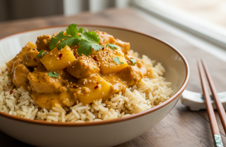 découvrez la recette secrète du poulet au curry et ananas, un plat sain et délicieux qui allie saveurs exotiques et bienfaits nutritionnels pour un repas équilibré.