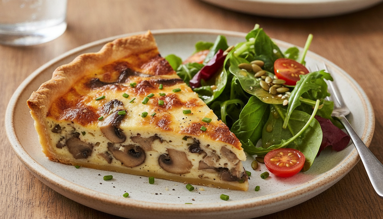 découvrez notre recette de quiche aux champignons et fromage, savoureuse, crémeuse et parfaitement dorée, idéale pour un repas gourmand et réconfortant.