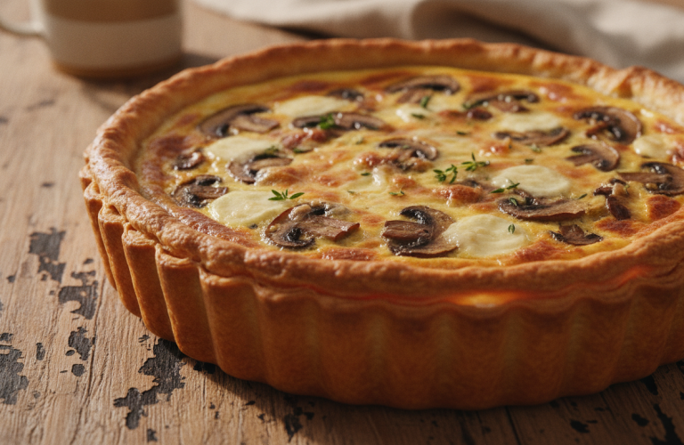 découvrez une recette savoureuse de quiche aux champignons et fromage, crémeuse et parfaitement dorée, idéale pour un repas gourmand et réconfortant.