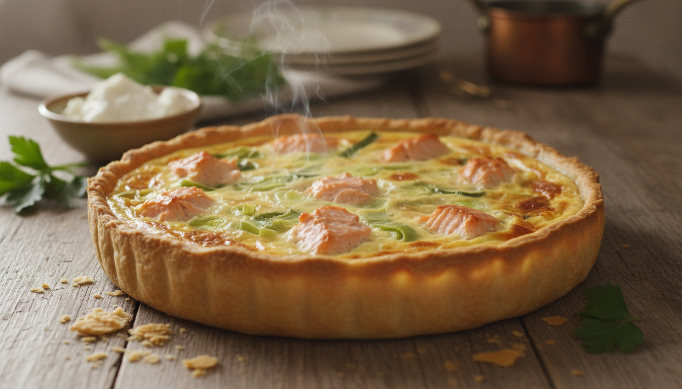 découvrez la recette de la quiche saumon-poireau, une délicieuse alliance de saveurs fraîches et onctueuses relevée par le fromage frais. parfaite pour un repas gourmand et équilibré.