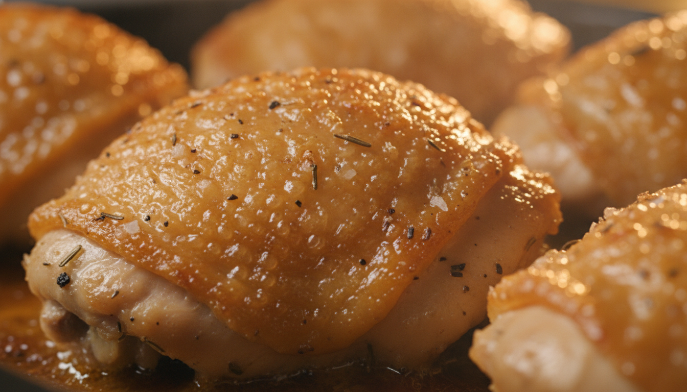 découvrez notre recette de repas léger au four avec des cuisses de poulet croustillantes accompagnées de pommes de terre rôties pleines de saveurs, pour un plat savoureux et équilibré.