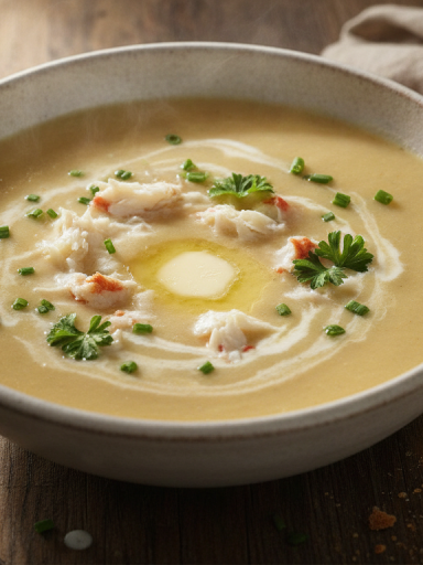 découvrez la gourmandise délicate de notre soupe veloutée de pommes de terre et crabe, une recette savoureuse à déguster sans aucune retenue.