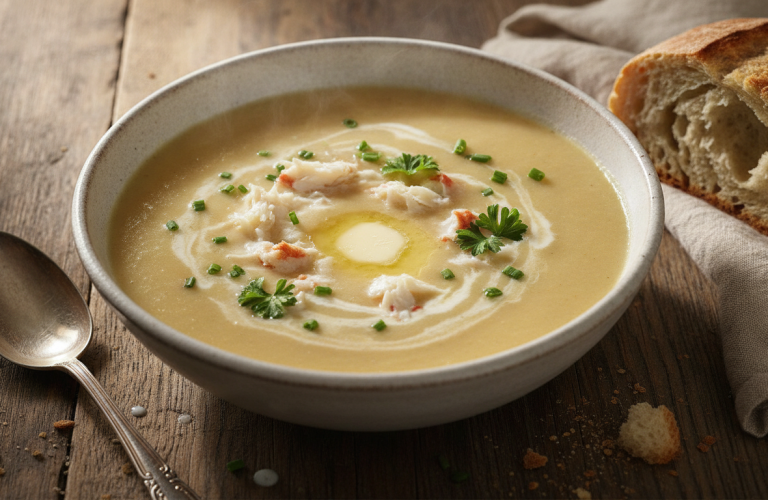 découvrez la gourmandise délicate de notre soupe veloutée de pommes de terre et crabe, une recette savoureuse à déguster sans aucune retenue.