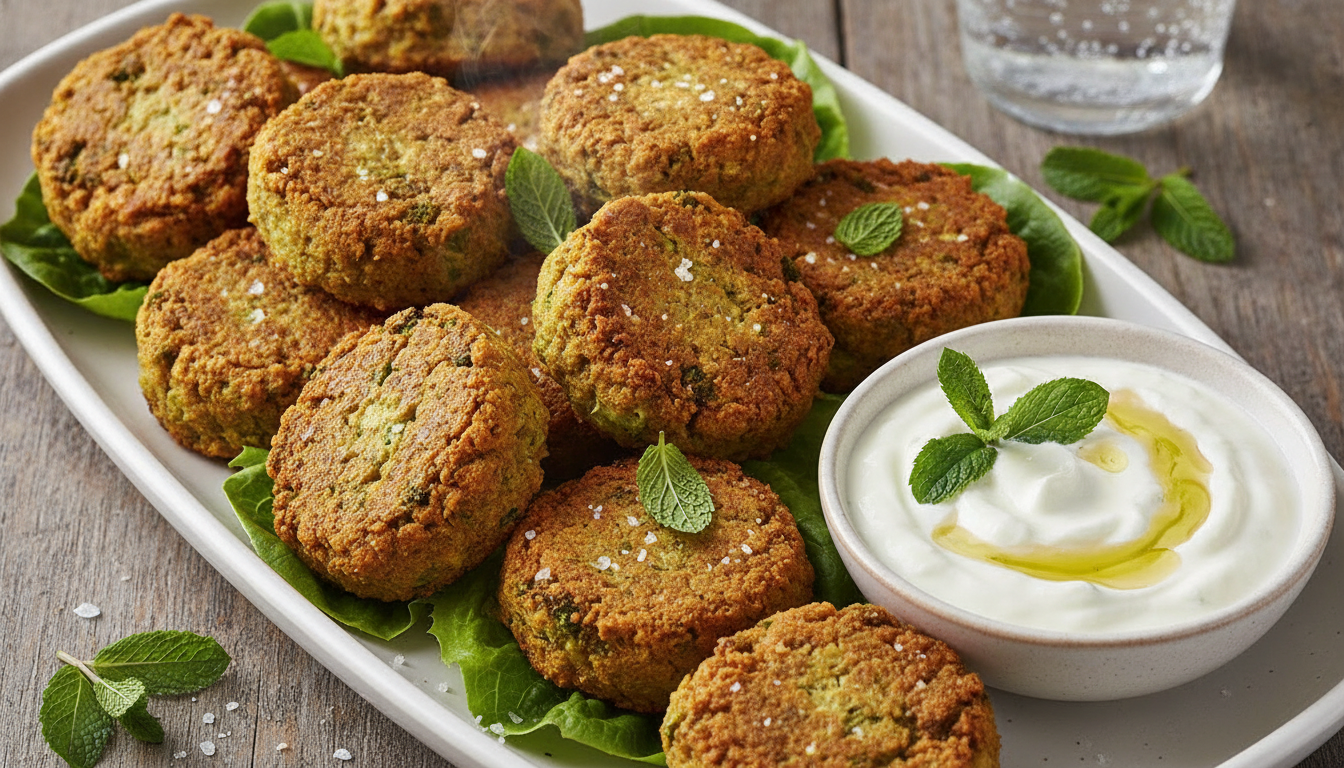 découvrez des falafels croustillants aux pois chiches et brocolis, délicieusement enrobés de fromage bleu fondant pour une explosion de saveurs exquises à chaque bouchée.