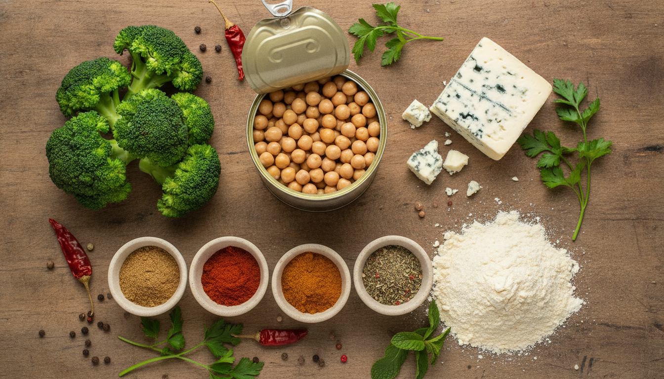 découvrez nos falafels croustillants aux pois chiches et brocolis, délicatement enrobés de fromage bleu fondant pour une explosion de saveurs exquises à chaque bouchée.