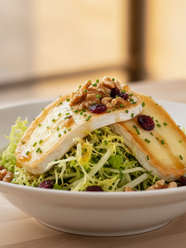 découvrez la recette savoureuse de la salade de frisée au fromage de brebis fondant et miel caramélisé, pour une touche gourmande et délicate qui ravira vos papilles.