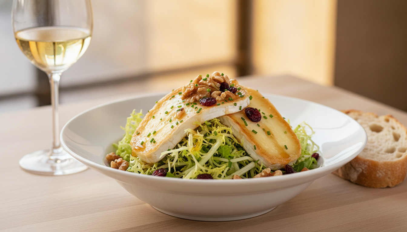 Saveurs Gourmandes : Salade de Frisée au Fromage de Brebis Fondant et Miel Caramélisé