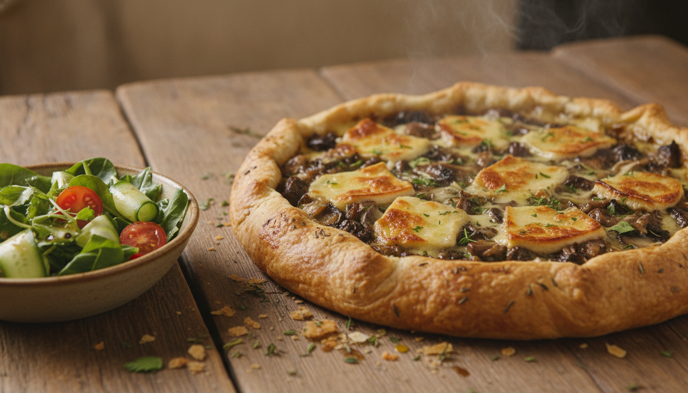 Savourez une tarte irrésistible aux champignons et son fromage fondant