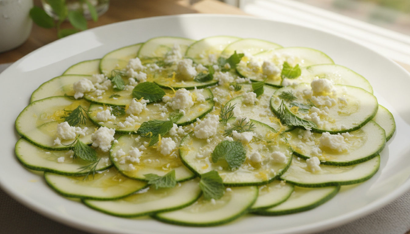 découvrez notre recette de carpaccio de courgettes crues, une entrée légère et raffinée qui apporte fraîcheur et saveurs à votre repas.