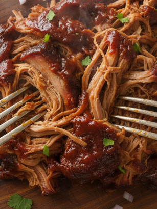 découvrez notre recette facile et rapide de porc effiloché gourmand au cookeo, nappé d'une sauce barbecue maison délicieusement exquise, pour un repas savoureux et convivial.