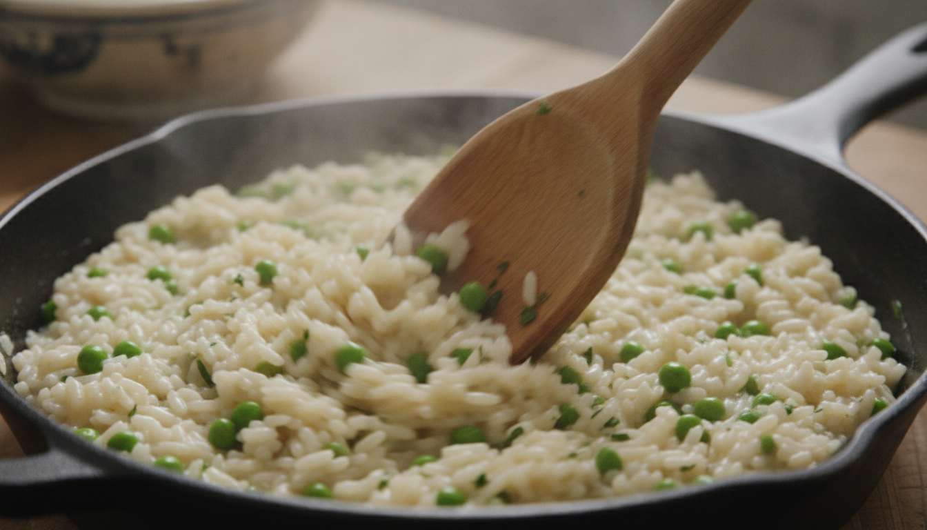 découvrez notre risotto léger aux petits pois et jambon cru, une recette simple et rapide pour un plat savoureux, équilibré et parfait pour toute occasion.