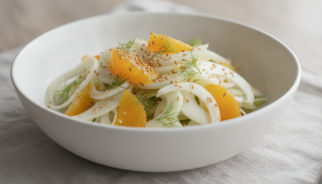 découvrez la salade fenouil-orange, un mélange parfait de fraîcheur et de saveurs umami pour une expérience gustative unique et revitalisante.