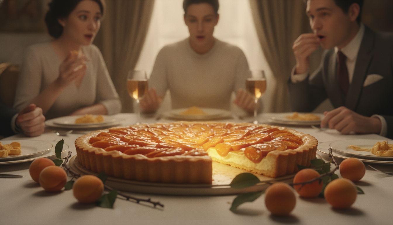 découvrez la recette secrète d'une frangipane enchantée sous mes abricots, qui émerveille mes invités au point de suspendre leur dégustation pour percer le mystère de cette pâtisserie unique.