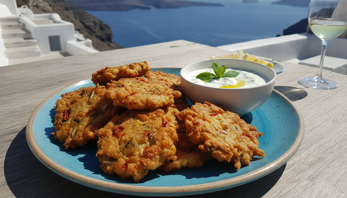 découvrez les tomatokeftedes de santorin, des beignets grecs à la tomate authentiques, riches en saveurs méditerranéennes pour un voyage culinaire inoubliable.